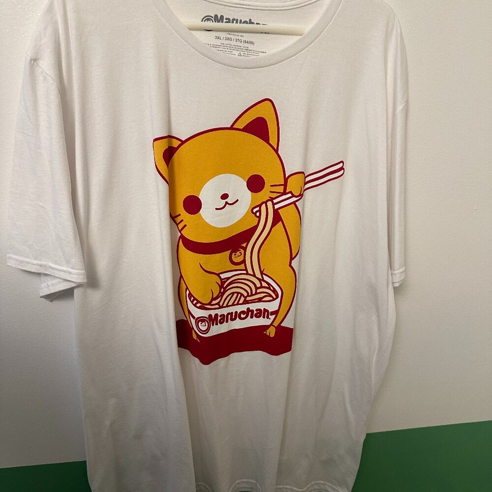 Maruchan Ramen Cat White Unisex T-Shirt 3XL 100% Cotton